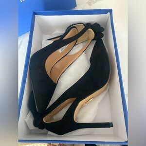 NEW Aquazurra bow tie/ bunny ears black suede pumps